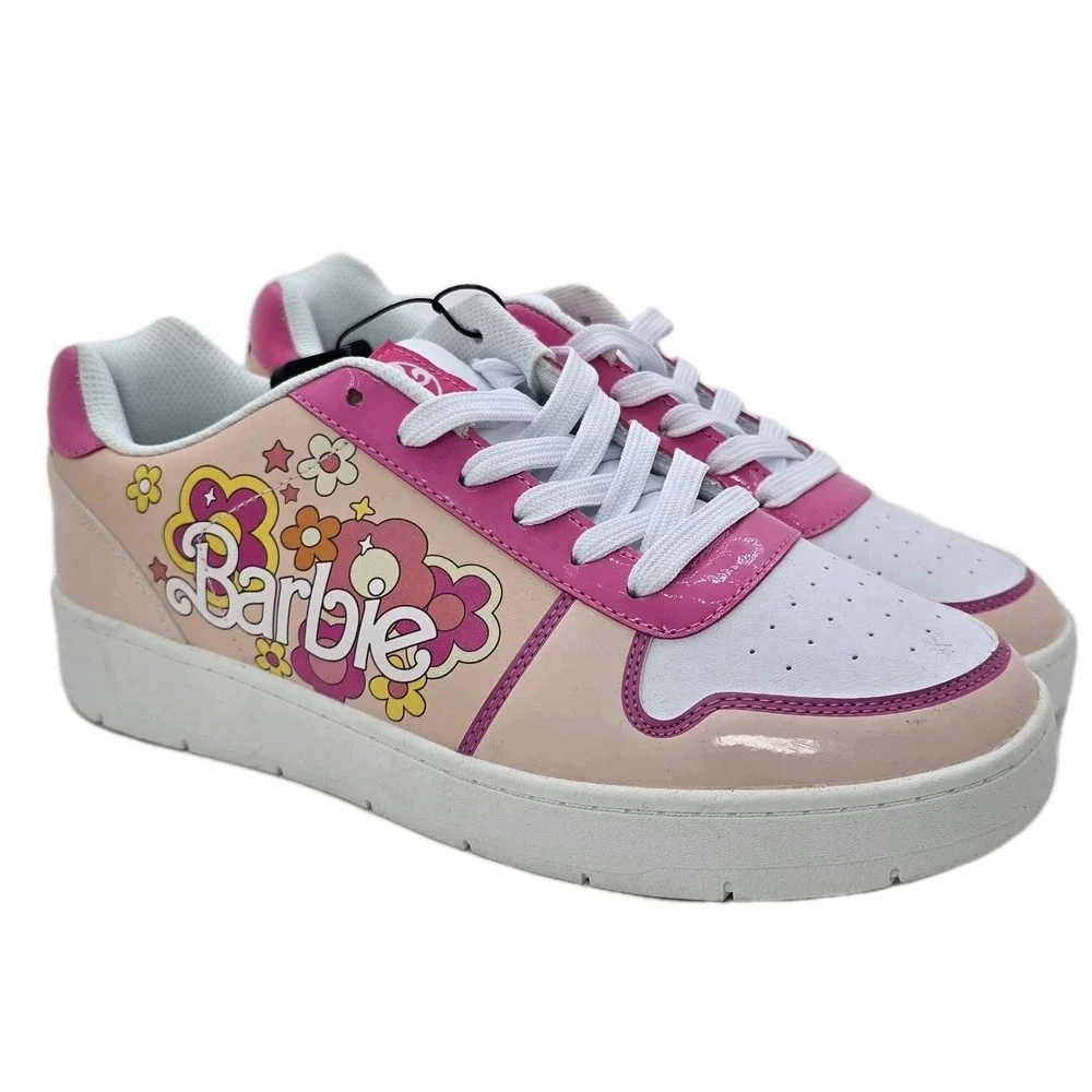 Barbie Retro Floral Sneakers Shoes Pink &‎ White Size 11 Women's 2000s Y2K Style